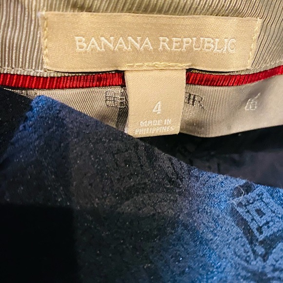 Banana Republic Symona Cropped Jacquard Classy Cotton Stretch Straight Leg Pants - Picture 7 of 12